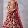 Zardozi Work Bridal Lehenga in Regal Wine with Intricate Embellishments