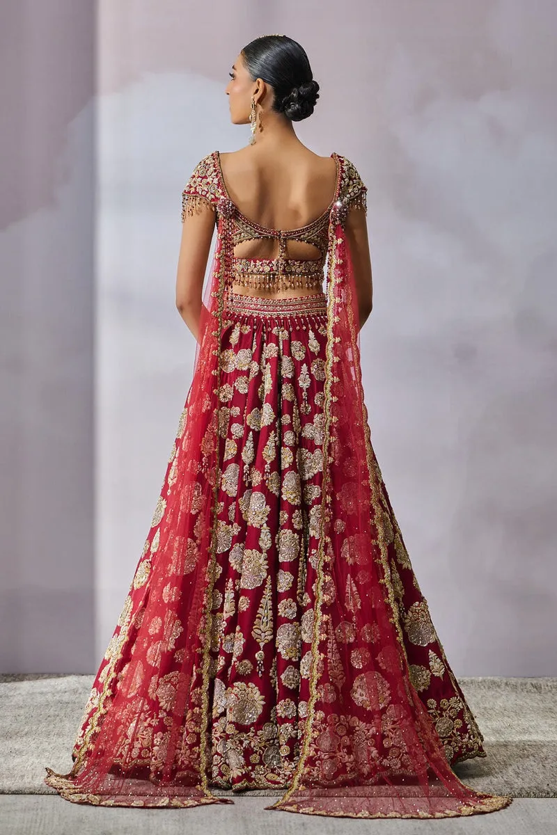 Zardozi Work Bridal Lehenga for a Royal Bridal Look in Wine