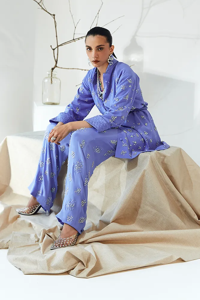 Periwinkle Soft Blue Matching Separates with Handpicked Stones