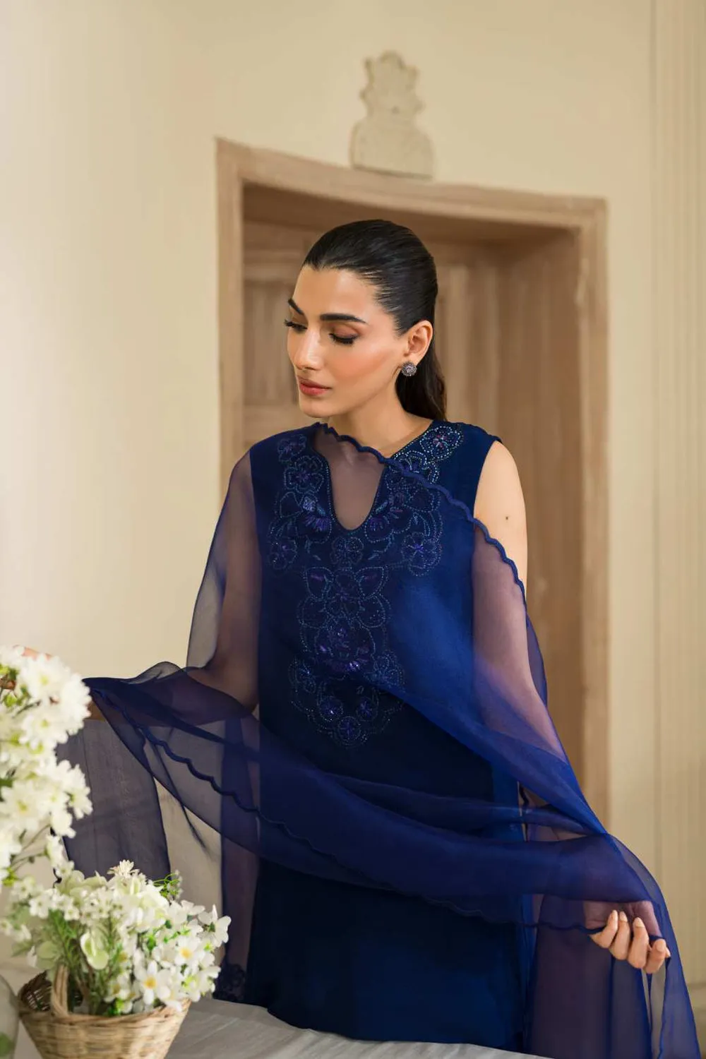 6️⃣ Embroidered Korean Raw Silk Suit – Limited Edition Designer Wear with Customization Options