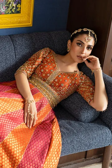 Bridal Lehenga – Burnt orange masuri choli with embroidery