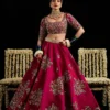 Deep Pink Satin Silk Lehenga with Intricate Hand-Embellishments Deep Pink Satin Silk Lehenga with Intricate Hand-Embellishments