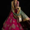 Deep Pink Satin Silk Lehenga with Intricate Hand-Embellishments Deep Pink Satin Silk Lehenga with Intricate Hand-Embellishments