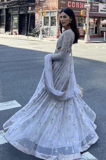 Grey French Net Kalidaar – Perfect Designer Wear for Formal Ceremonies