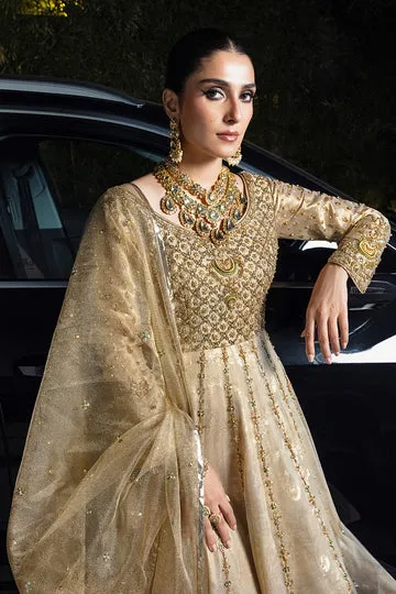 GOLD MASURI NET KALIDAR DRESS with a glamorous gold shimmer.