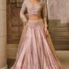 2️⃣ Blush Multi Bridal Lehenga with Tulle Dupatta