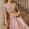 1️⃣ Blush Multi Zardozi Lehenga with Silk Tissue Fabric