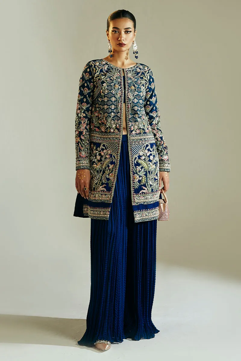 Ivory Raw Silk Short Shirt with Floral Embellishments