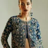 Ivory Raw Silk Short Shirt with Floral Embellishments
