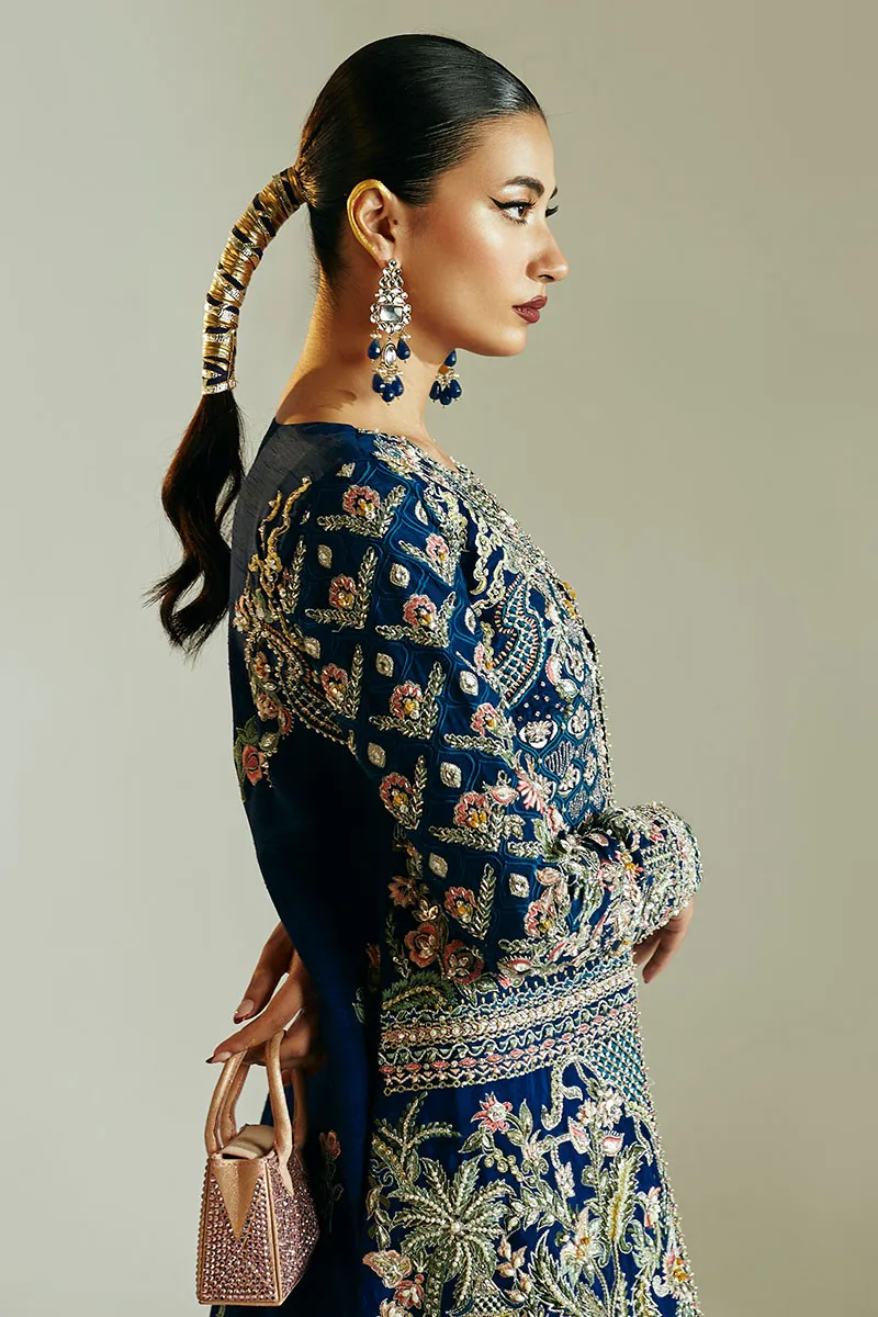 Ivory Raw Silk Short Shirt with Floral Embellishments