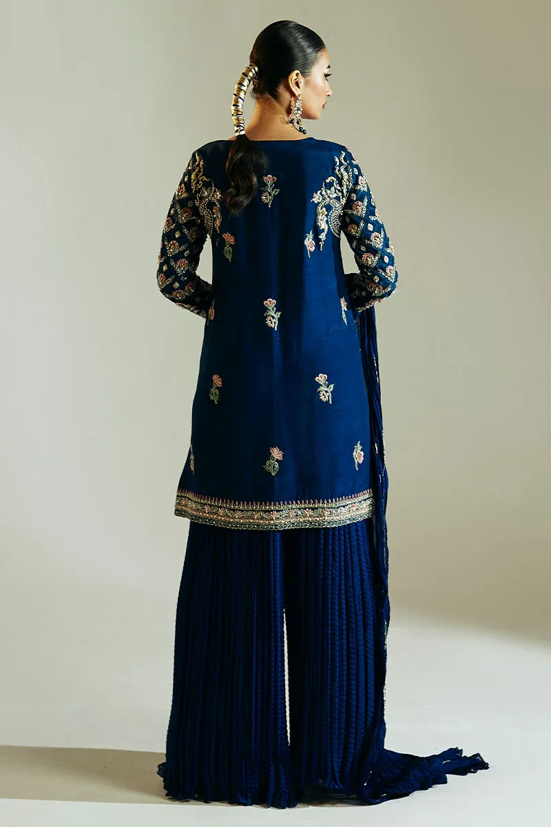 Ivory Raw Silk Short Shirt with Floral Embellishments