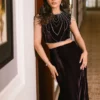 Dark Purple Velvet Fish Tail Lehenga & Blouse