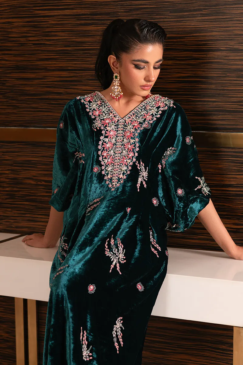 Teal Green Velvet Short Shirt