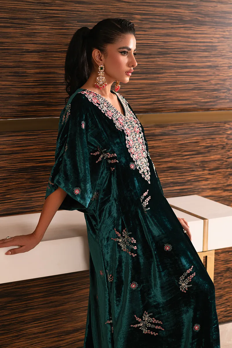 Teal Green Velvet Short Shirt