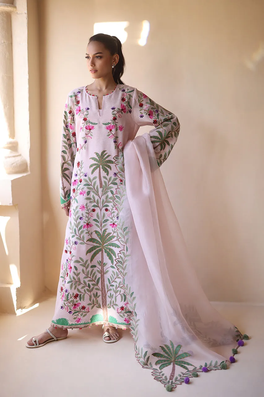 Ivory Raw Silk Short Shirt with Intricate Floral Embroidery