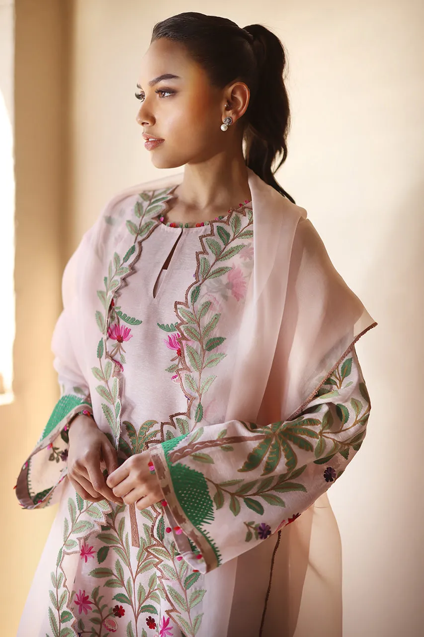 Ivory Raw Silk Short Shirt with Intricate Floral Embroidery