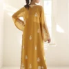 Embroidered Mustard Dress Floral