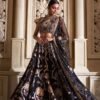 Black Lehenga Choli – with Gold Embroidery and Emerald Stone