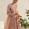 "Blush pink pishwas with intricate embroidery and hand embellishments"