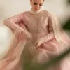 "Blush pink pishwas with intricate embroidery and hand embellishments"