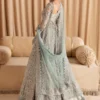 Light Blue Pishwas with Lehenga, showcasing intricate design and voluminous lehenga"