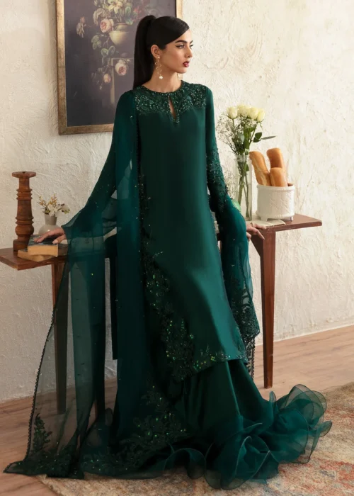 Bottle Green Silk Ensemble
