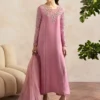 Arden Lilac Raw Silk Shirt with Fluid Culottes and Ombre Dupatta