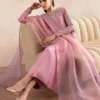 Arden Lilac Raw Silk Shirt with Fluid Culottes and Ombre Dupatta
