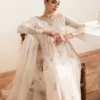 Friya Ivory Raw Silk A-Line Shirt with Culottes and Ruffled Dupatta
