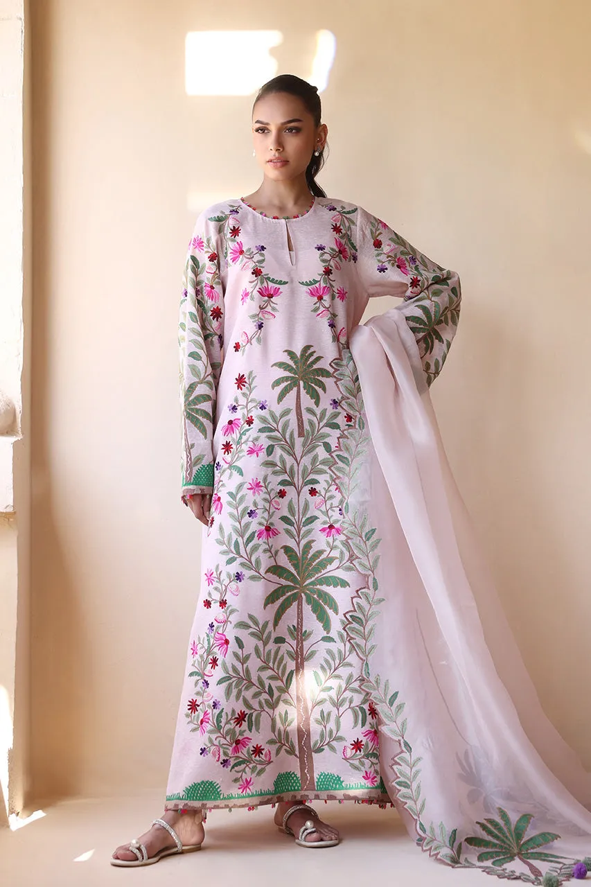 Ivory Raw Silk Short Shirt with Intricate Floral Embroidery