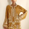 Embroidered Mustard Dress Floral