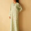 Embroidered Dress Pastel Green Floral