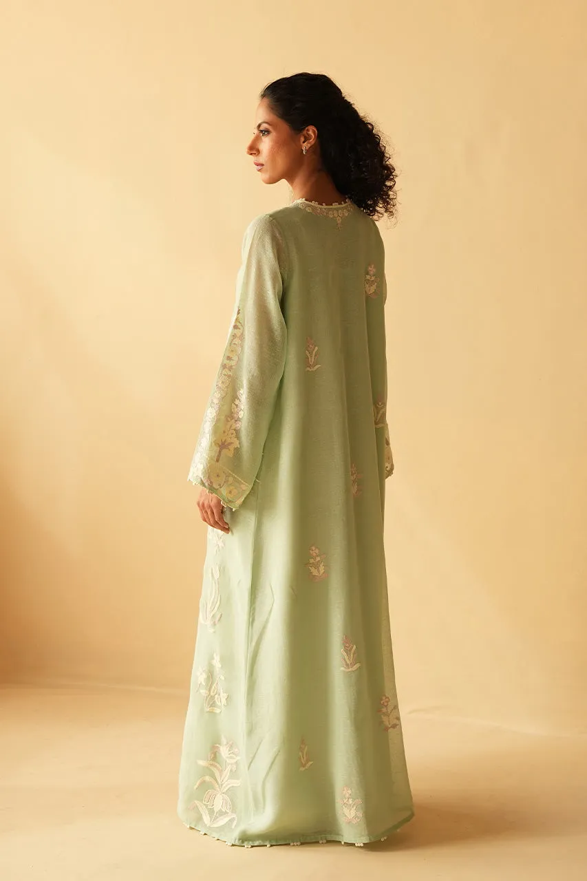 Embroidered Dress Pastel Green Floral
