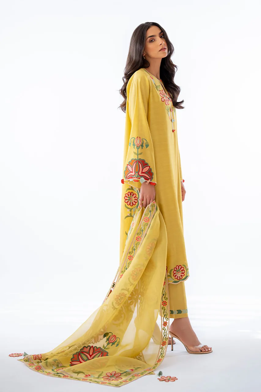 Turmeric Shirt Multicolored Aari Embroidery
