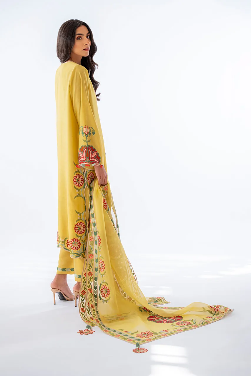 Turmeric Shirt Multicolored Aari Embroidery