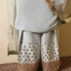 "Ice Blue Long Shirt with Choridar Sleeves and Intricate Embellishments"