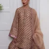 "Beige Fawn Pure Raw Silk Kameez with Intricate Embroidery"