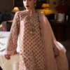 "Beige Fawn Pure Raw Silk Kameez with Intricate Embroidery"
