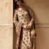 Fawn Silk Ensemble featuring a raw silk shirt with zardozi work, crushed dhaka pajama, and kattan dupatta.