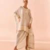 Ivory Elegance pure maple silk shirt with natural fiber viscose satin sarong and dupatta.