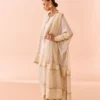 Ivory Elegance pure maple silk shirt with natural fiber viscose satin sarong and dupatta.