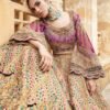 Gold Lehenga Choli – with Fuchsia & Green Embroidery