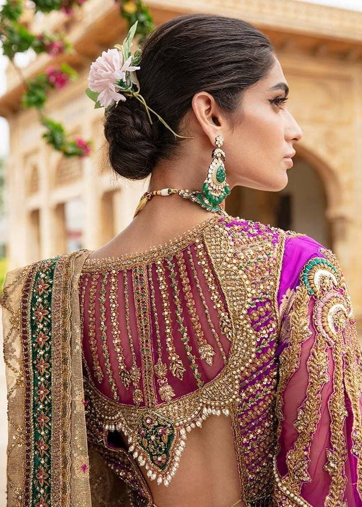 Gold Lehenga Choli – with Fuchsia & Green Embroidery