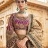 Gold Lehenga Choli – with Fuchsia & Green Embroidery