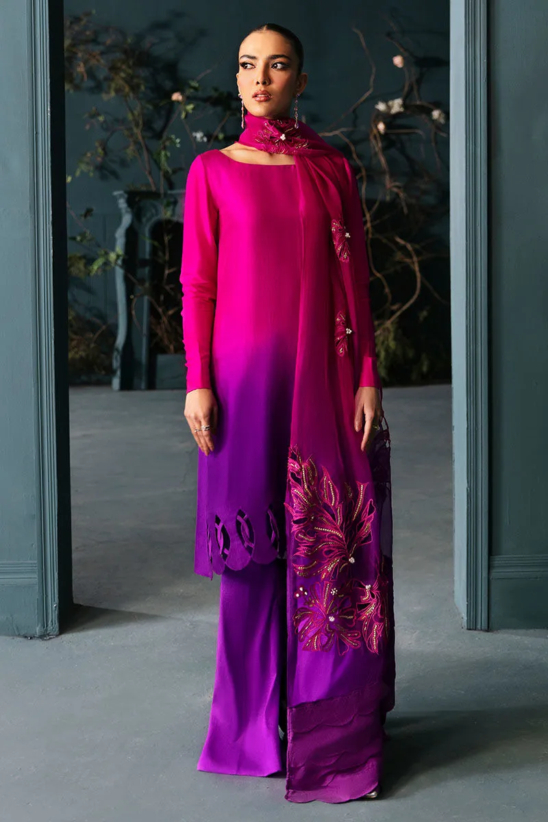 Fuchsia Pink Dress Full Set with Embroidered Daman