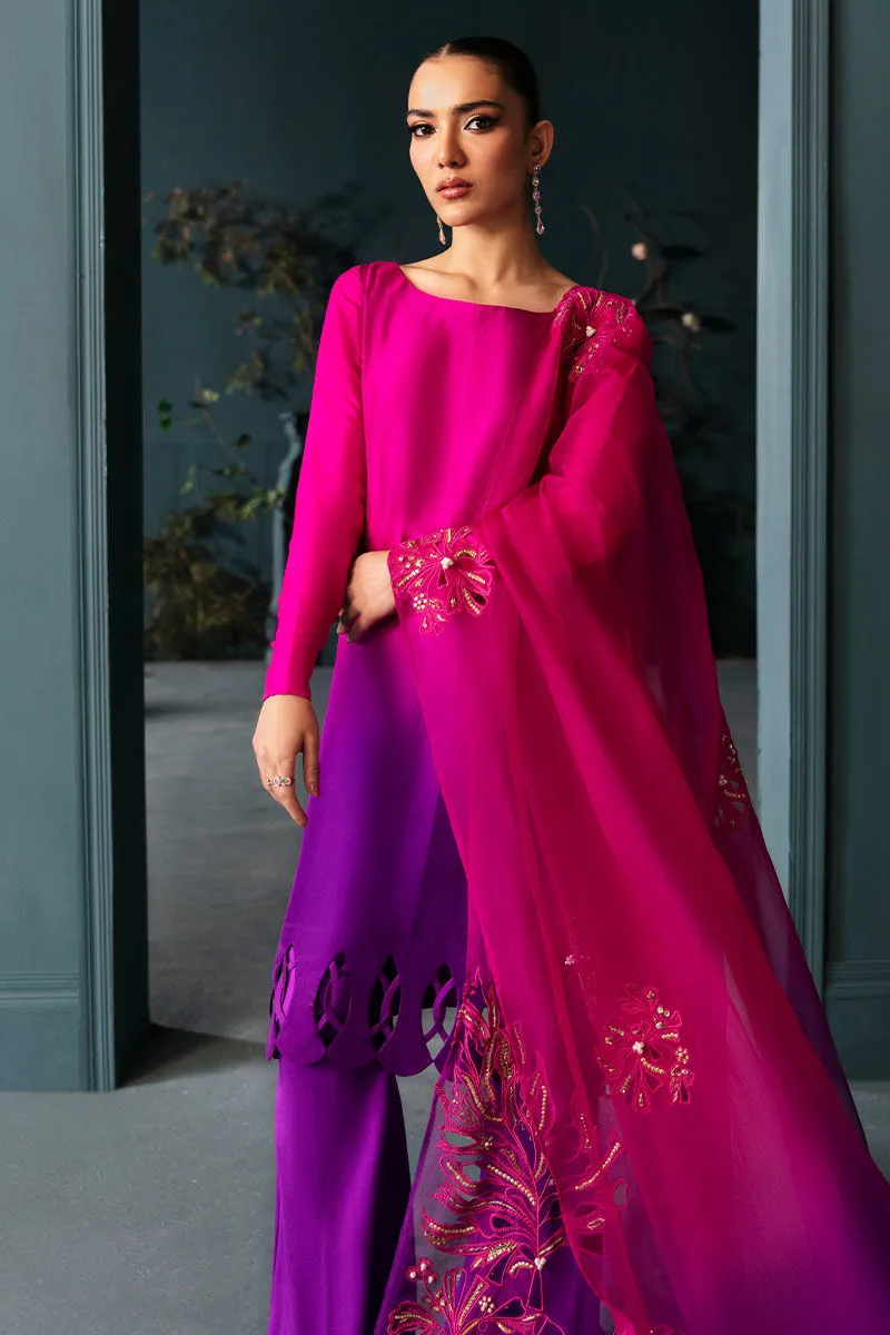 Fuchsia Pink Dress Full Set with Embroidered Daman