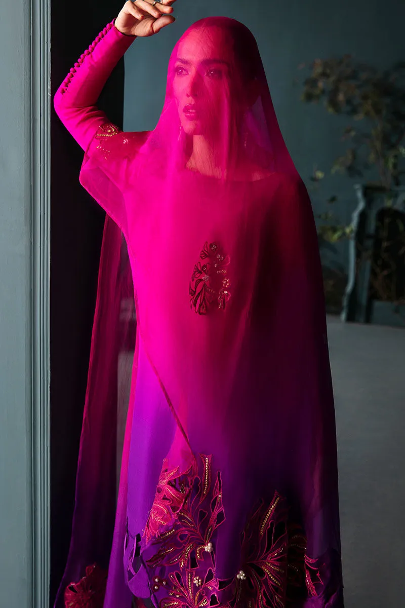 Fuchsia Pink Dress Full Set with Embroidered Daman
