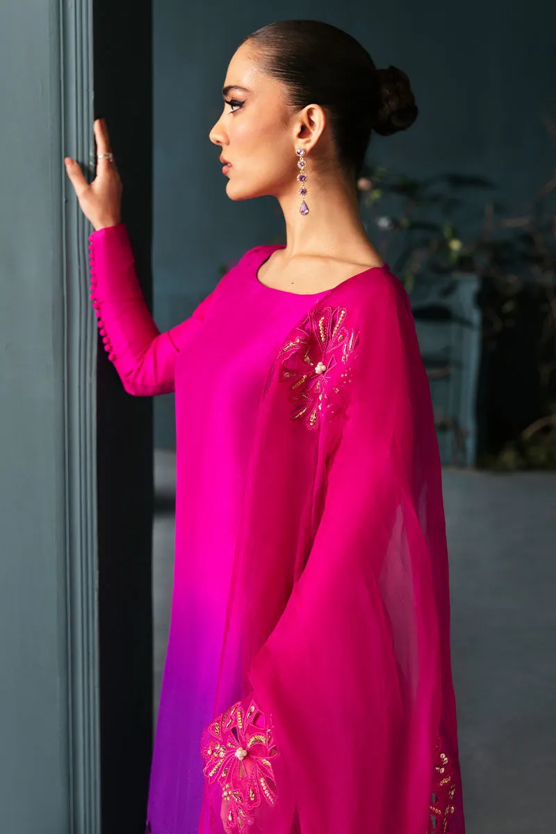 Fuchsia Pink Dress Full Set with Embroidered Daman
