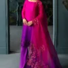 Fuchsia Pink Dress Full Set with Embroidered Daman