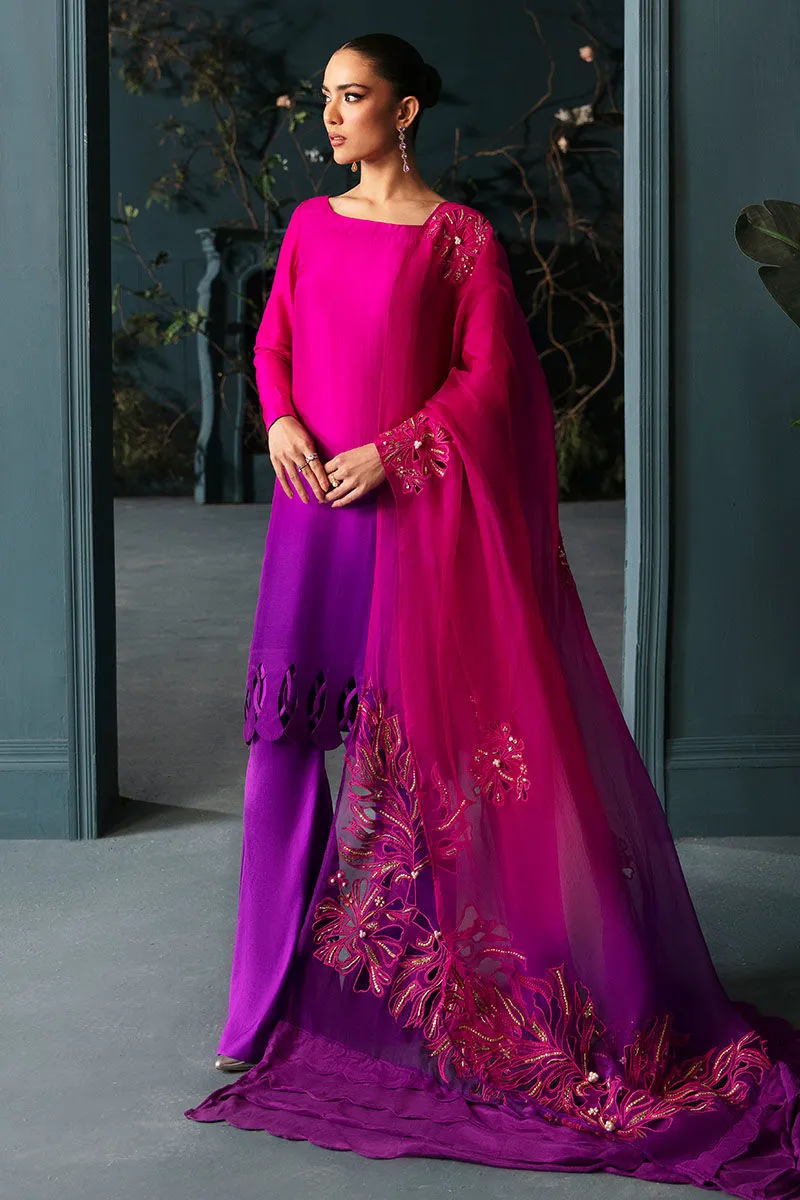 Fuchsia Pink Dress Full Set with Embroidered Daman